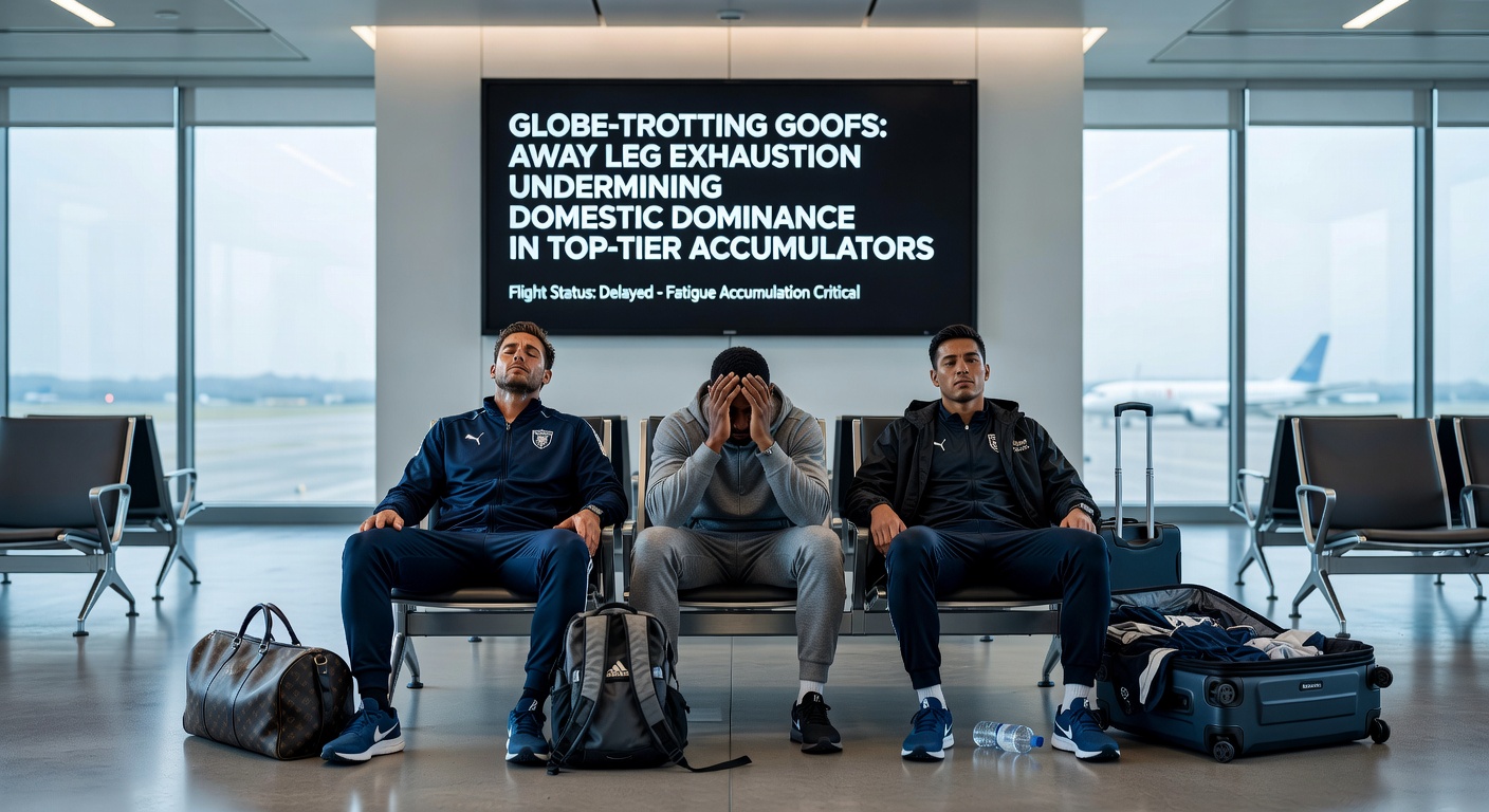 Premier League stars looking weary after a long-haul Champions League away flight, luggage in tow at an airport