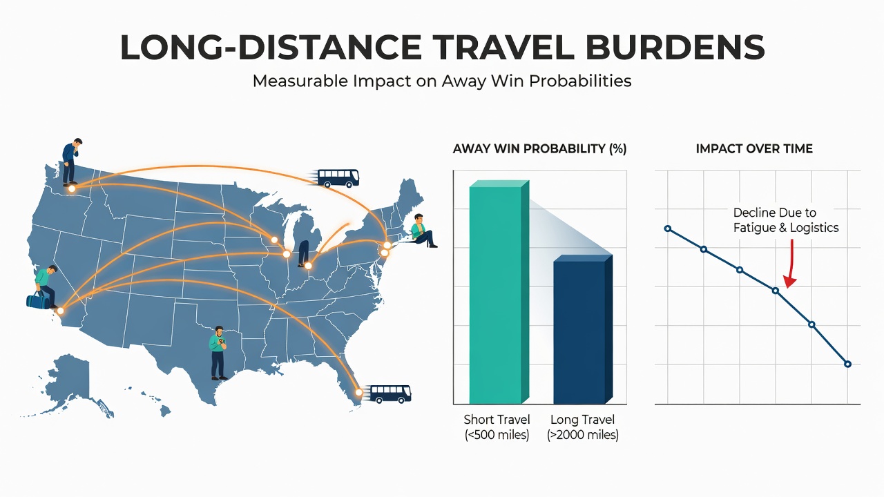 Illustration of football players traveling across vast distances for league matches, showing fatigue and jet lag effects on away teams