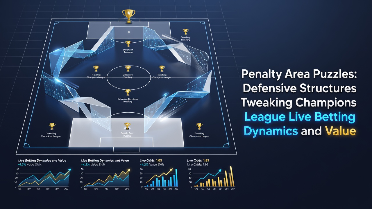 Aerial view of a Champions League penalty area showing zonal defensive positioning and goalkeeper placement ahead of a corner kick