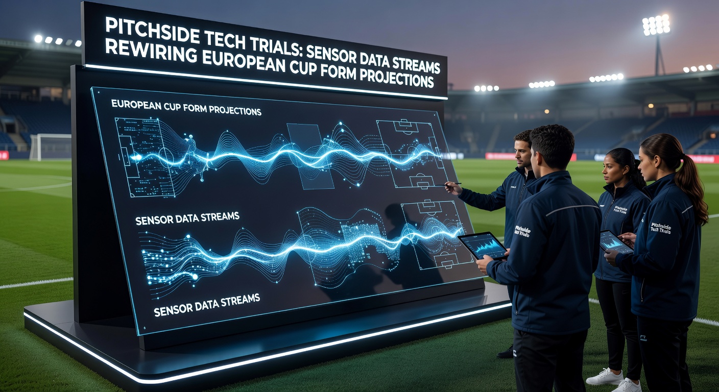 Pitchside sensors capturing real-time data during a football match
