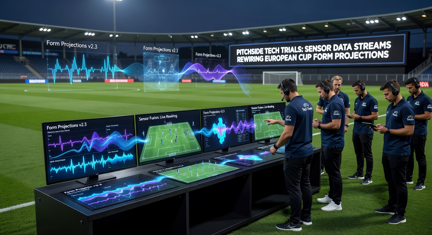Analysts reviewing player performance metrics from wearable sensors